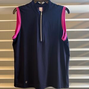 GGblue Women's  Luxe Sport 1/4 Zip Sleeveless Polo; Sz: L; EUC